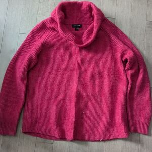 Tahari Fuchsia Redish  Knit Sweater Merino Blend Large